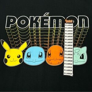 Pokemon Graphic T Shirt Adult Size XL Crew Neck Pikachu Gamer Nintendo Black NWT